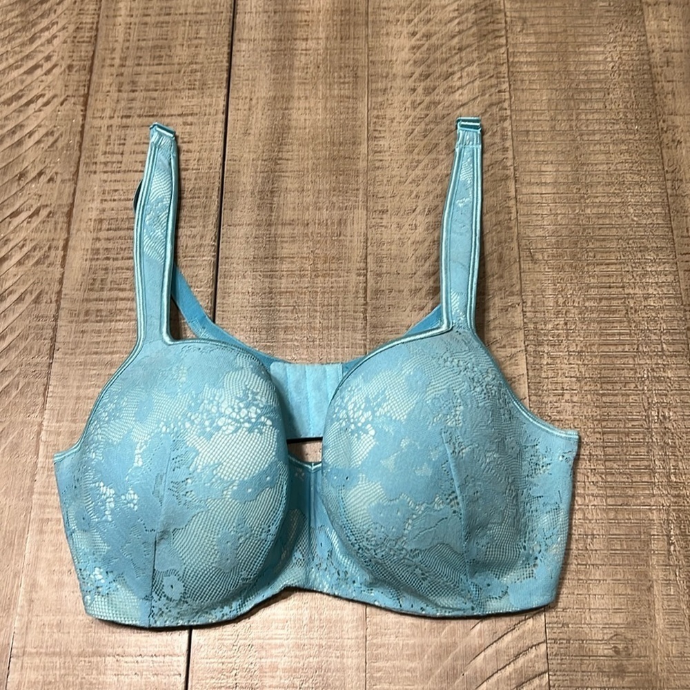 CACIQUE Women's BALCONETTE BRA 40D Blue Floral Lace VGUC